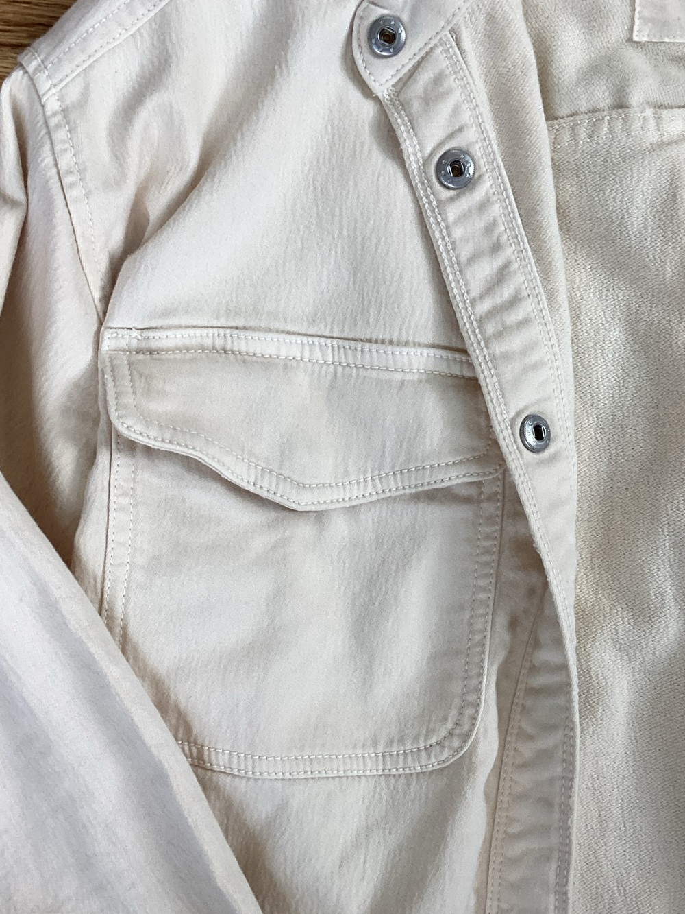 aerie Cream Button-Front Utility Shacket - Picture 4 of 4